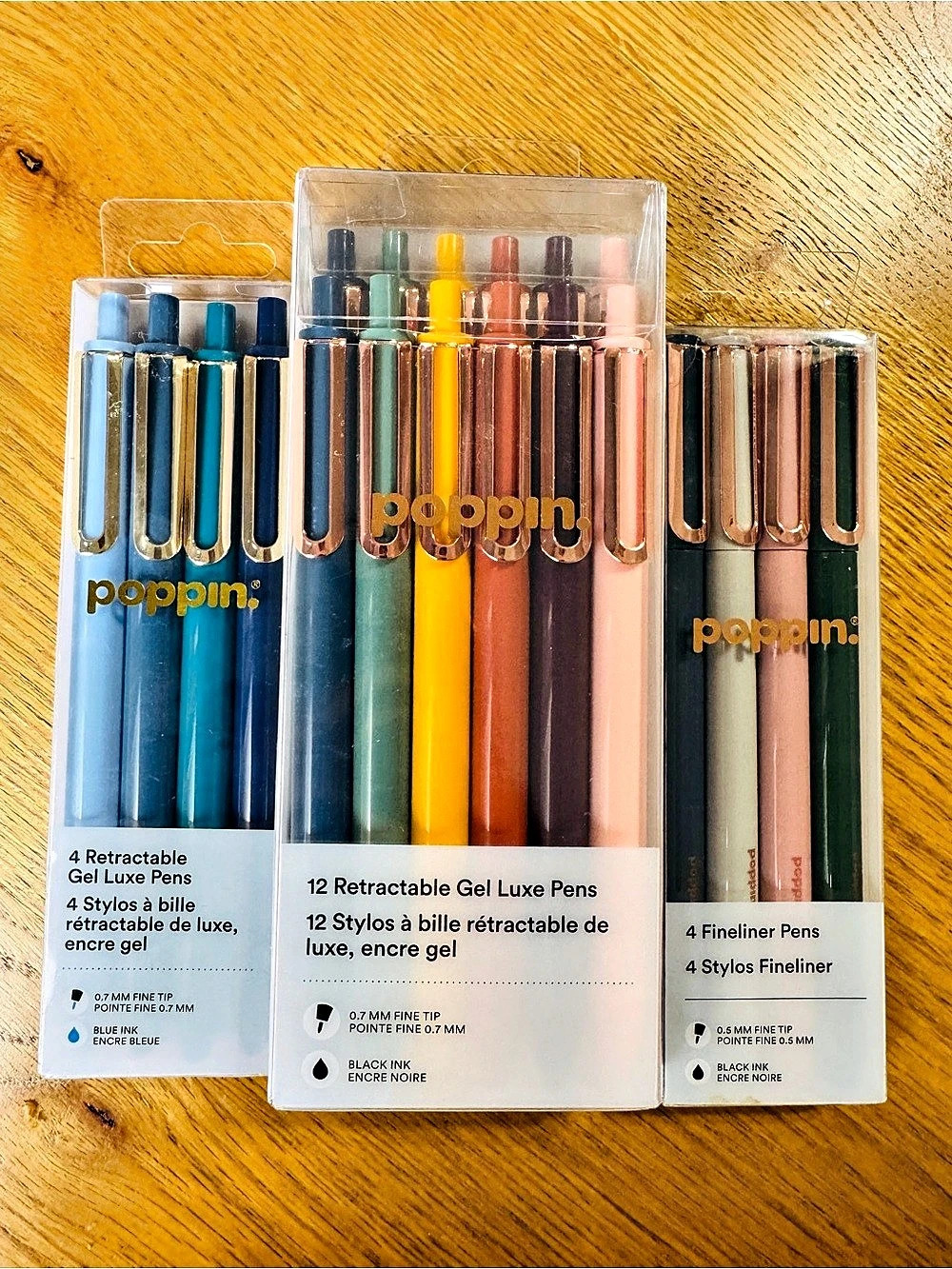 Poppin Retractable Gel Luxe Pens and Fineliner Pens Bundle Multicolor